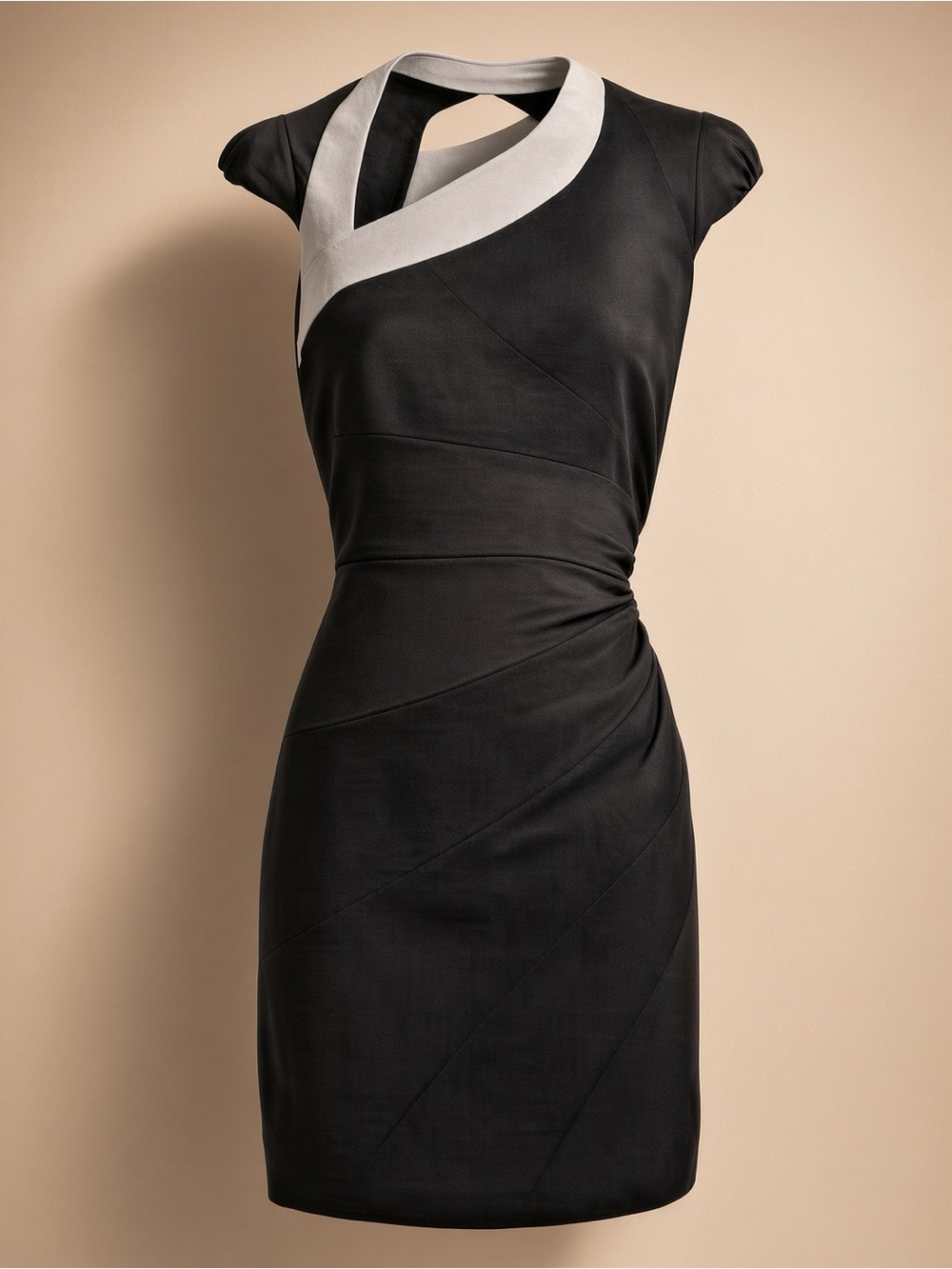 Karen Millen Black Cocktail Dress with Silver Crossover Neckline